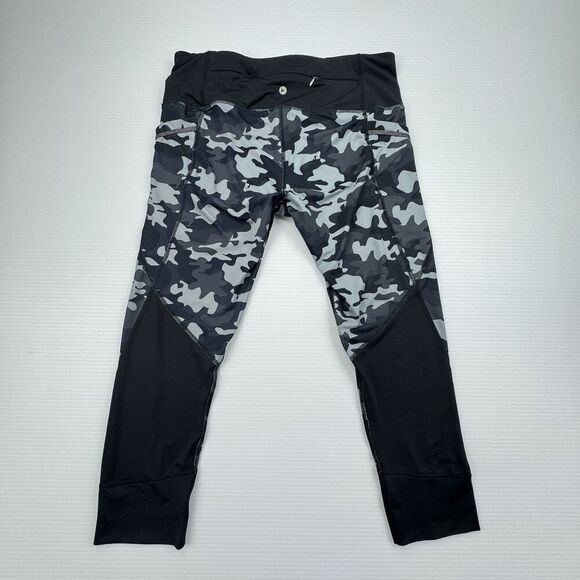 Active Life Women's Leggings Stretch Black Grey Camo Size Large Side Pockets - Picture 4 of 10
